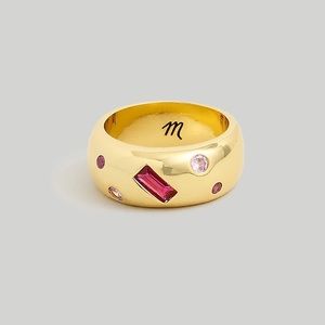 NEW Madewell Crystal-Inlay Chunky Ring in Dragon Fruit Gold Pink Style NO248